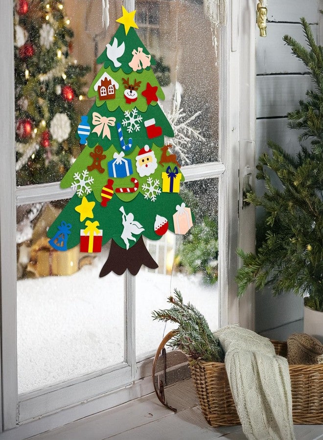 ZEBMOON DIY Felt Christmas Tree, 3.2Ft Felt Xmas Tree with 25 Pcs Ornaments for Montessori, Indoor Hanging Christmas Craft Door Wall Windows Party Supplies New Year Decorations - Image 4